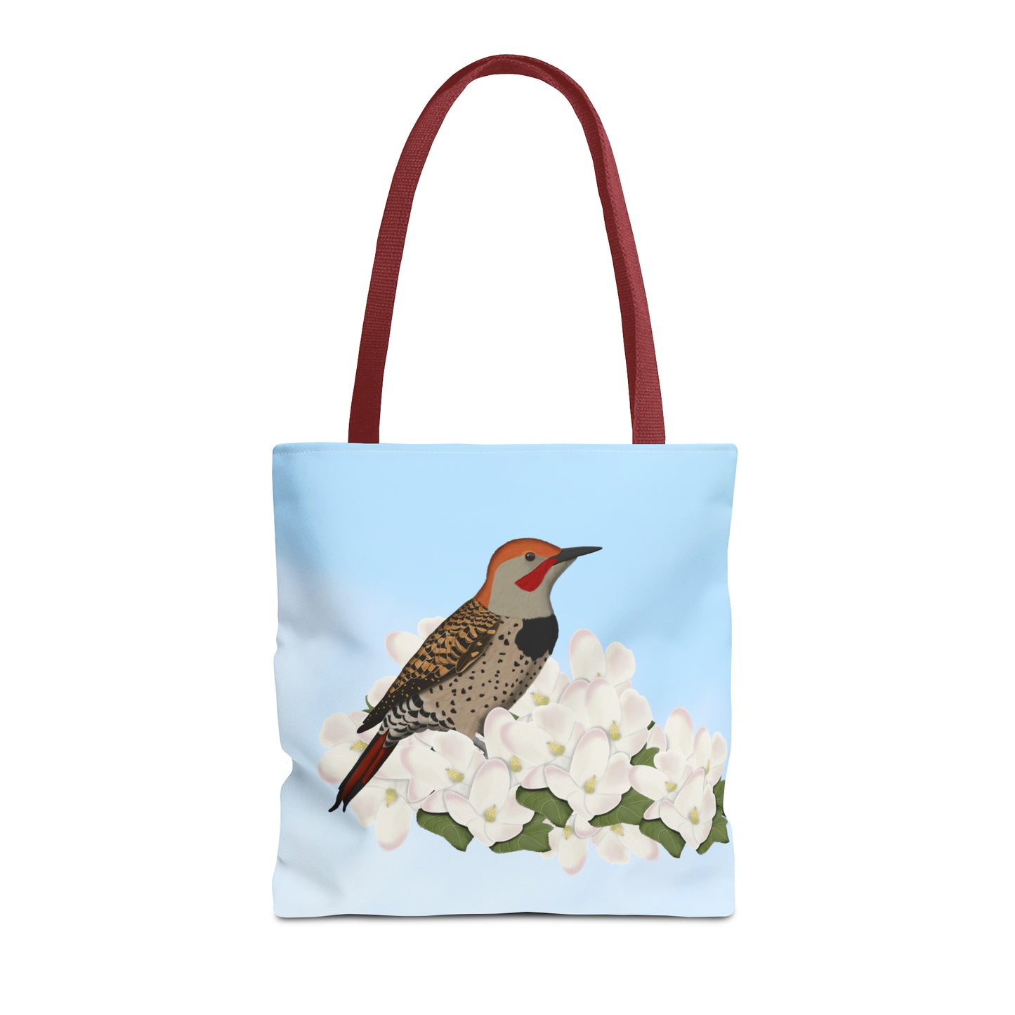 Northern Flicker in Spring Blossoms Bird Tote Bag 16"x16"