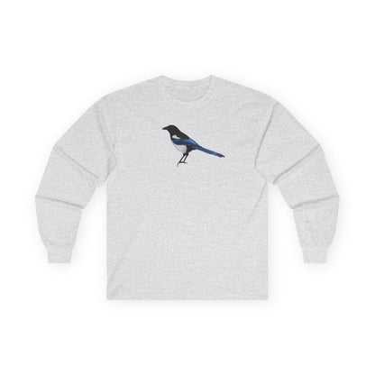 Magpie Birding & Birdwatching Bird Cotton Long Sleeve T-Shirt