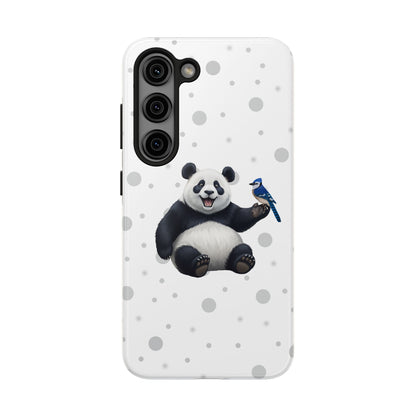 Cute Panda Bear with a Blue Jay Animal iPhone Case - Dual-Layer PC/TPU Protective Cover for iPhone