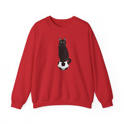 Black Cat with Soccer Cat Lover Sweatshirt