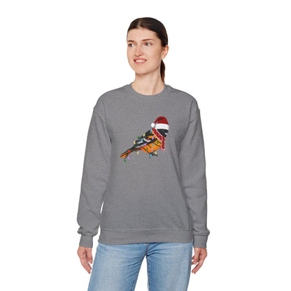 Baltimore Oriole with Fairy Lights Santa Claus Christmas Bird Sweatshirt