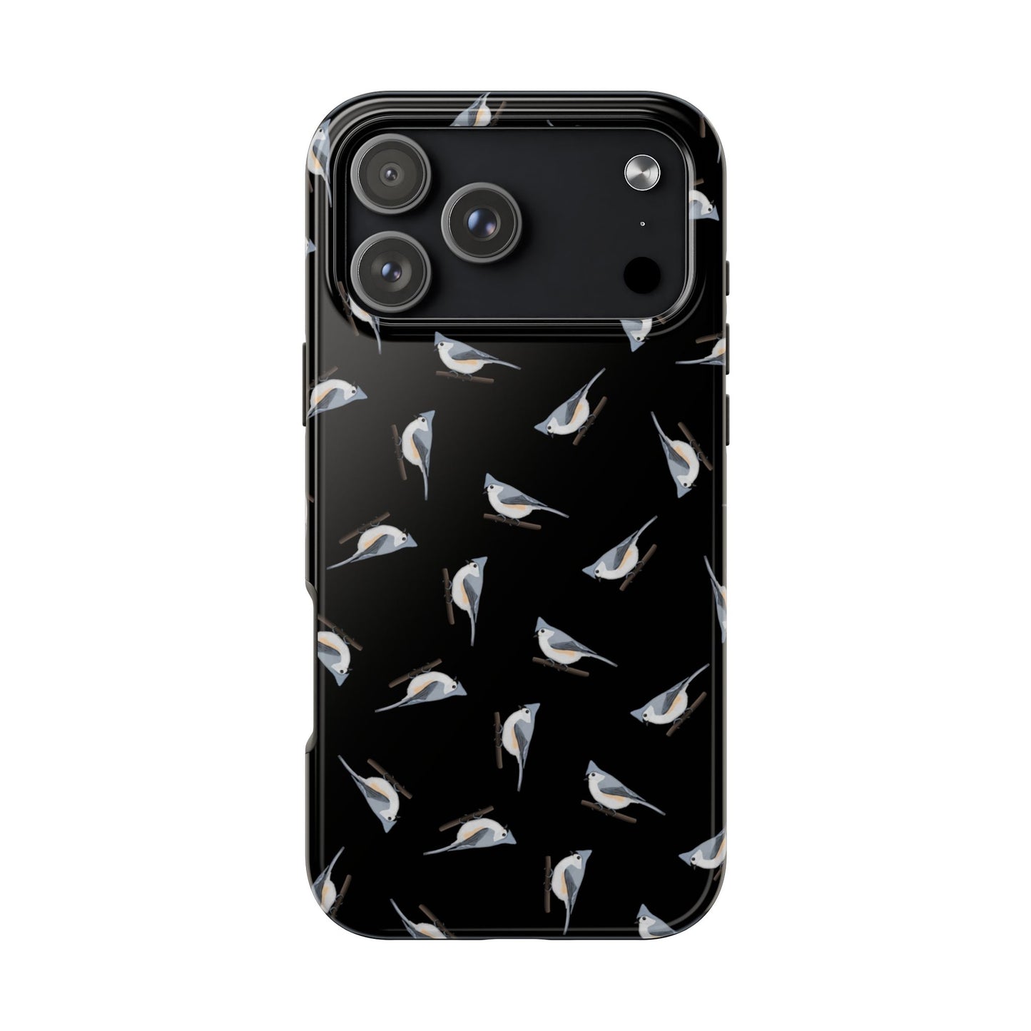 Tufted Titmouse iPhone Case Black – Premium Tough Phone Cover for Bird Lovers