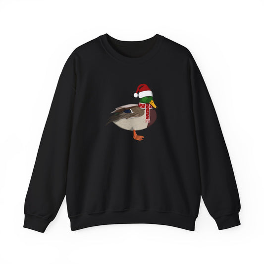 Mallard with Christmas Hat Bird Birdwatcher Sweatshirt