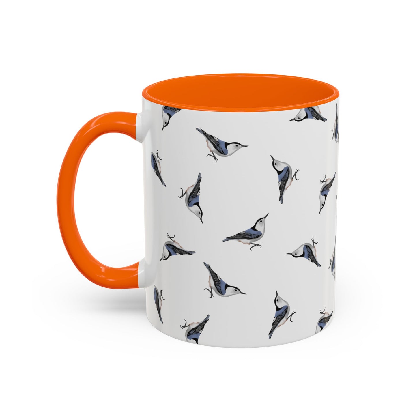 Nuthatch All-Over Pattern Accent Mug | Colorful Bird Lover Gift for Birdwatchers