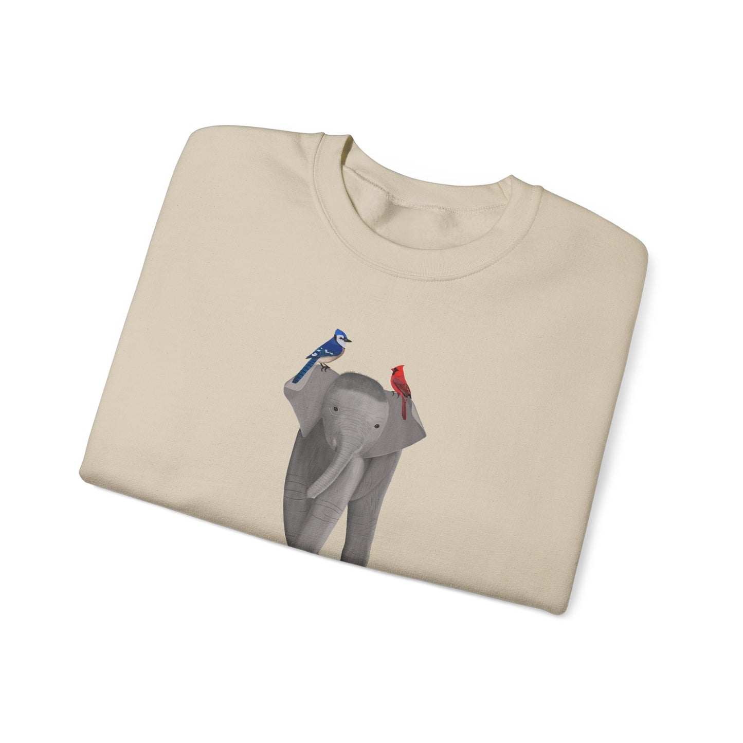 Elephant with Blue Jay Cardinal Birds Birding & Birdwatching Sweatshirt