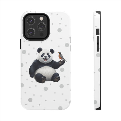 Cute Panda Bear with American Robin Animal iPhone Case - Dual-Layer PC/TPU Protective Cover for iPhone