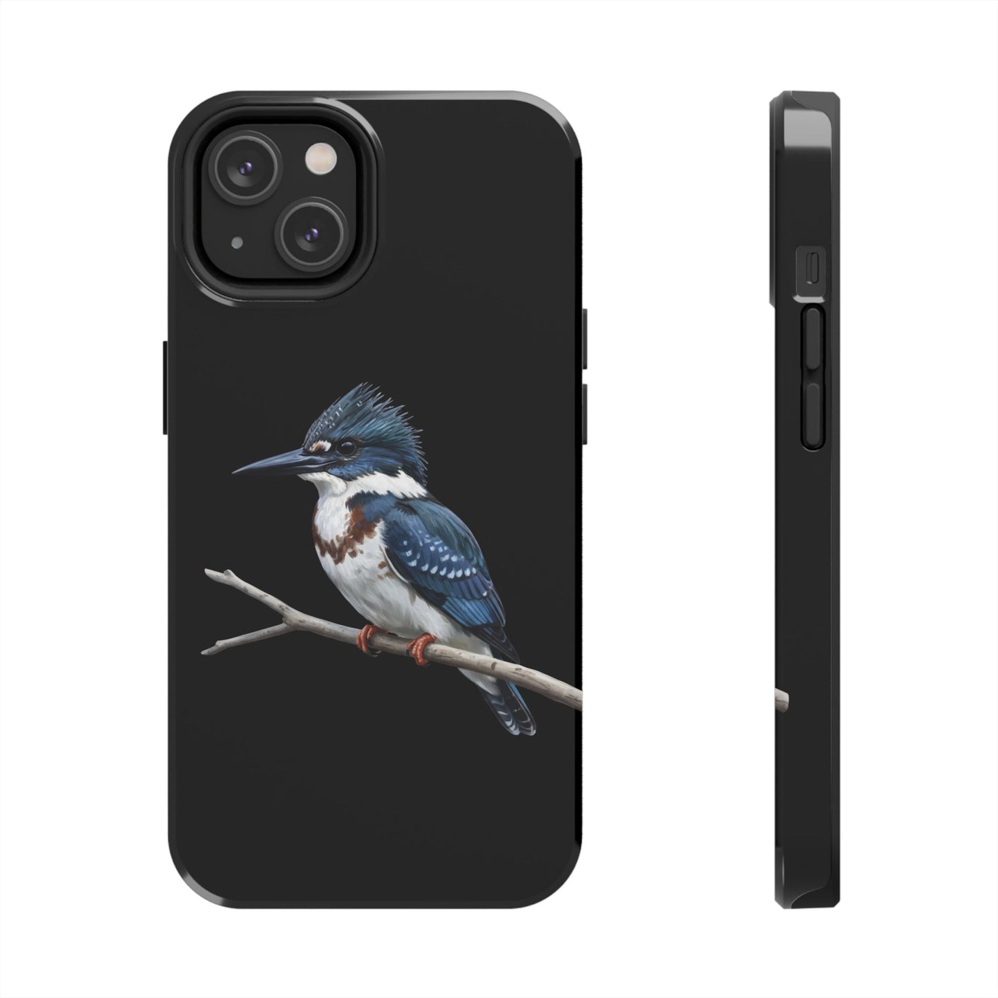 Belted Kingfisher iPhone Case – Premium Tough Phone Cover Black