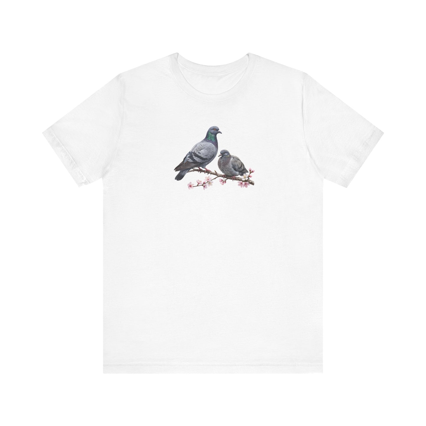 Taube & Jungvogel T-Shirt | Frühlingsblüten Vogelmotiv für Vogelbeobachter
