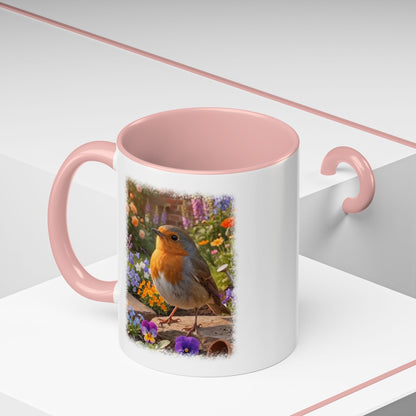 Robin Rosi Flower Bed Mug - Cute Backyard Bird Watcher Gift