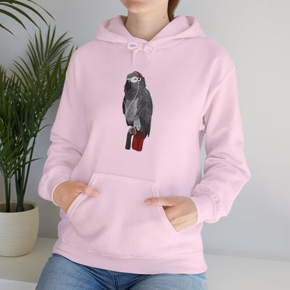 Grey Parrot with Music Headphones Bird Birdwatching Birdlover Hoodie