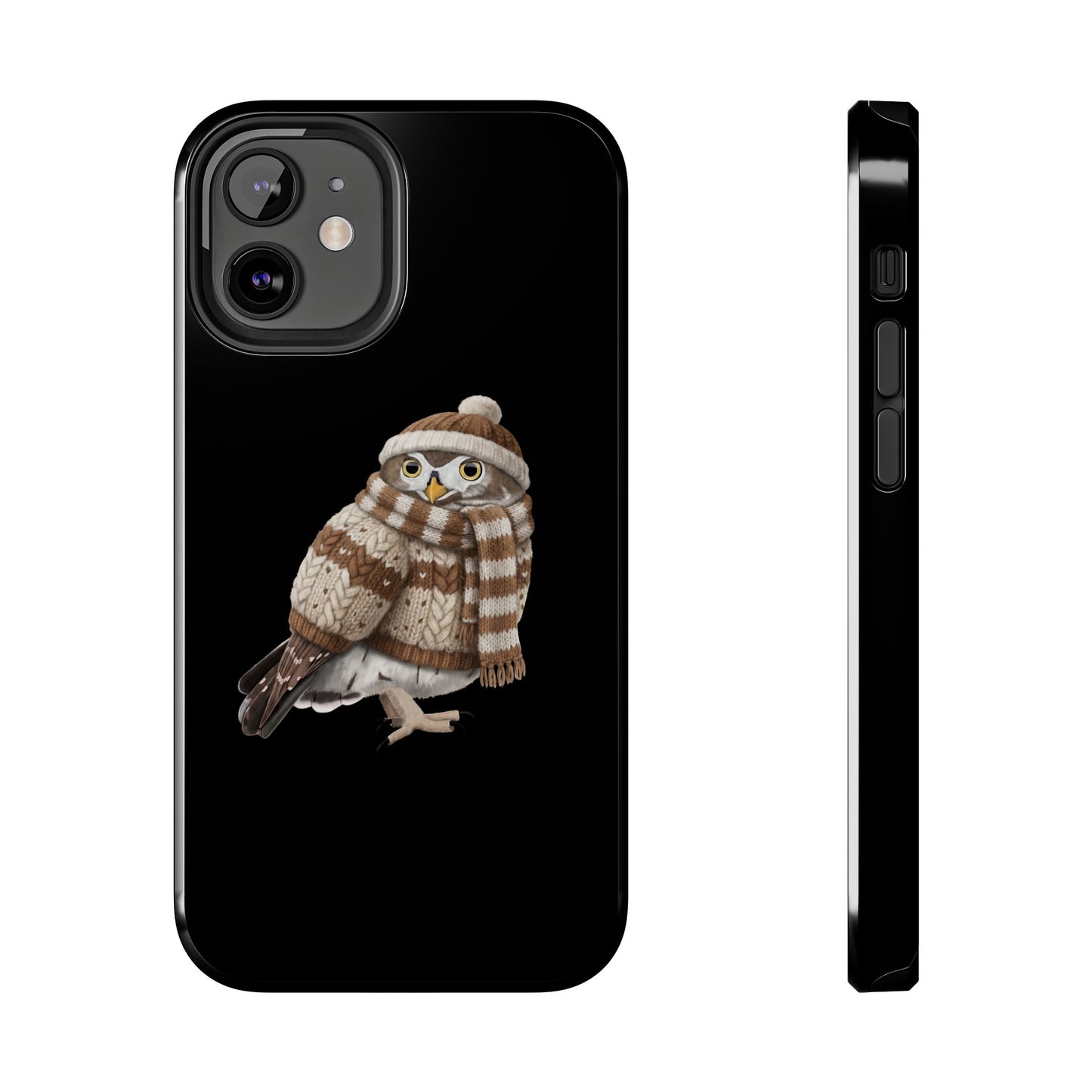 鳥のアートが描かれたフクロウの二層式iPhoneケース - 鳥類学者や鳥好きの方へのプレゼントに最適