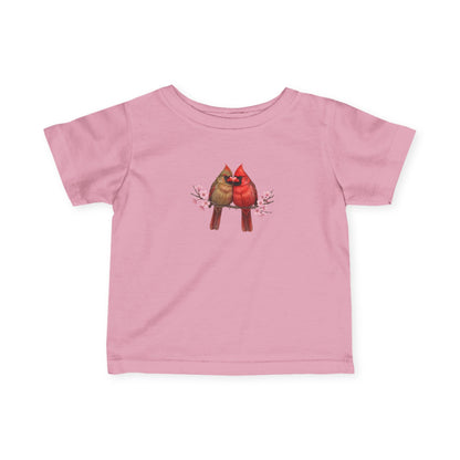 Cardinals on a Branch Cute Bird Baby & Toddler Fine Jersey T-Shirt