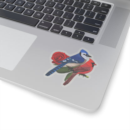 Blue Jay and Cardinal Valentine's Day Bird Kiss-Cut Sticker