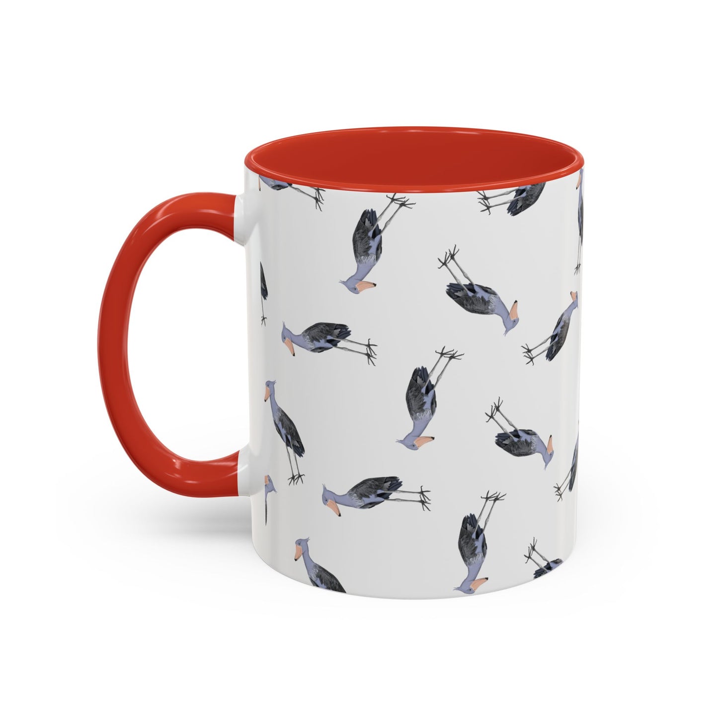Schuhschnabel Tasse mit Streumuster | Vogelmotiv Kaffeebecher für Vogelbeobachter & Naturfreunde in Purple