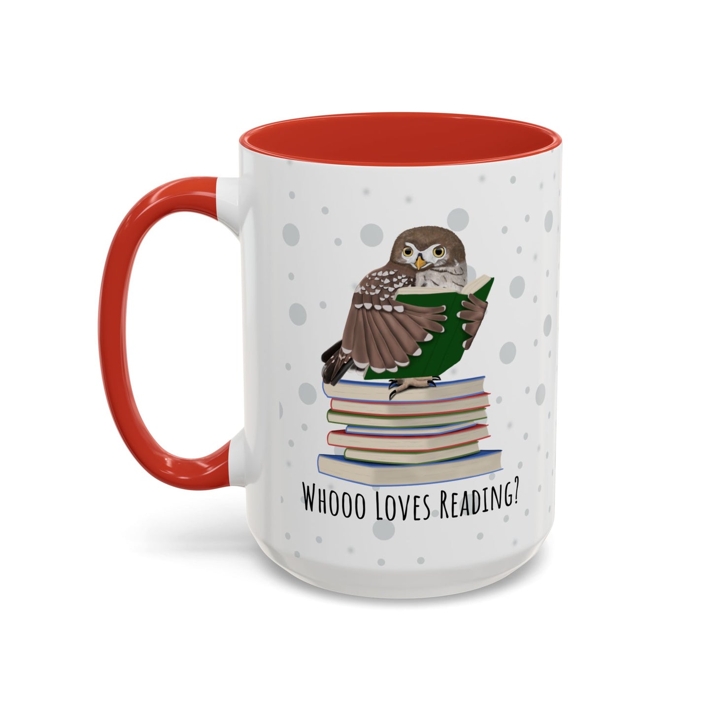 Whooo Loves Reading Owl Teacher Mug – Two-Tone Librarian & Book Lover Cup