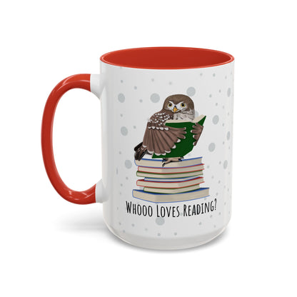 Whooo Loves Reading Owl Teacher Mug – Two-Tone Librarian & Book Lover Cup