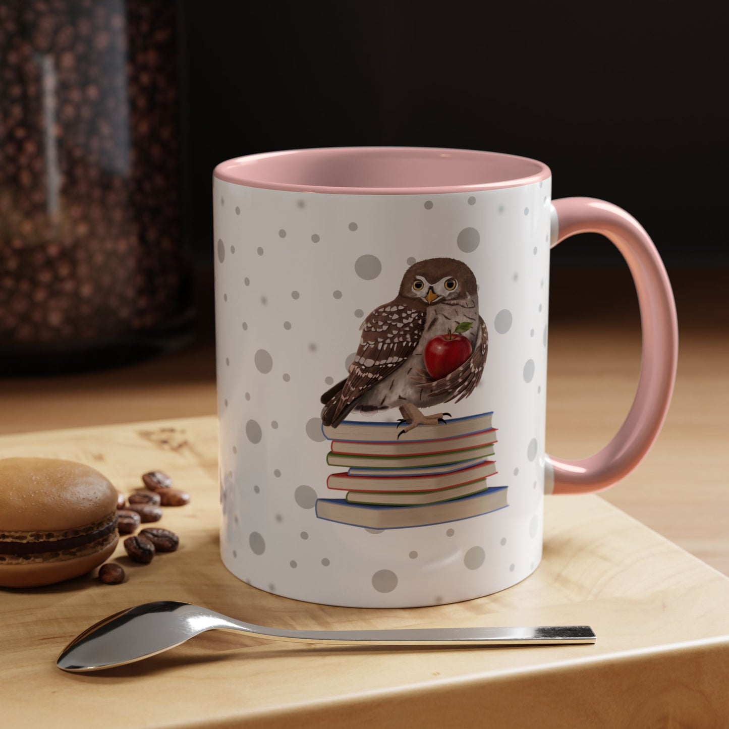 Cute Owl on Books Teacher Mug – Two-Tone Classroom Coffee Cup