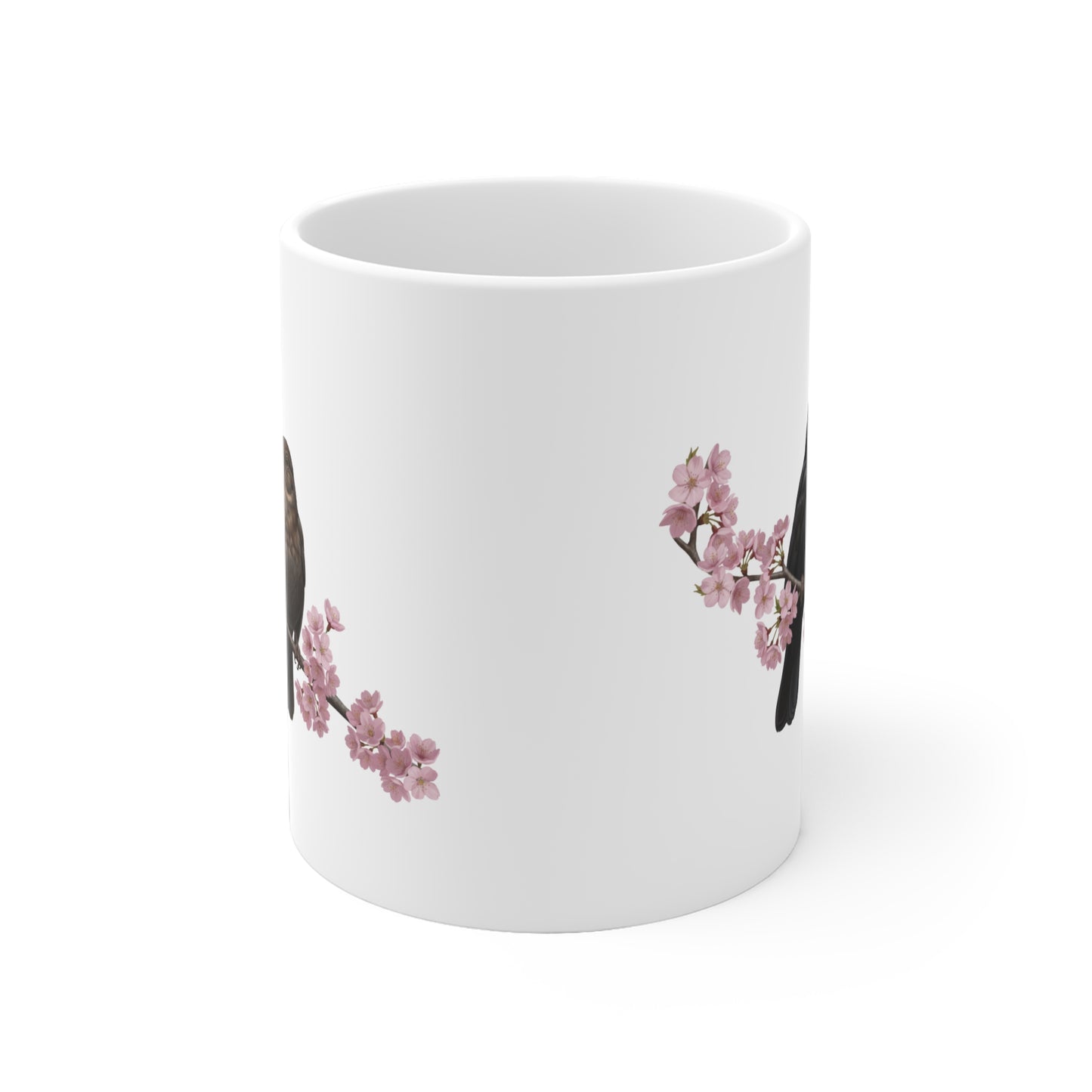 Mug Couple de Merles & Fleurs de Cerisier - Cadeau Romantique Nature