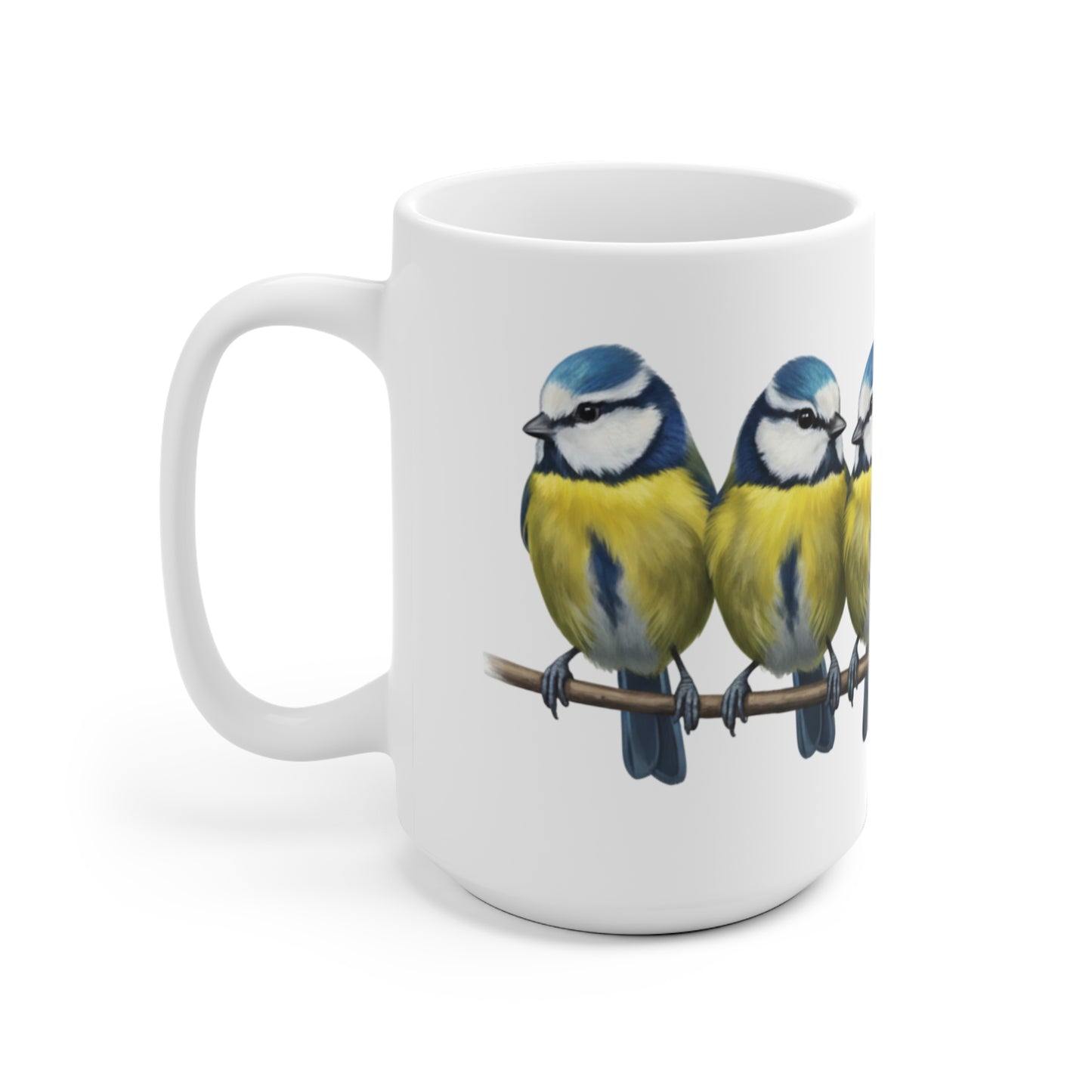 Blaumeisen Tasse Vögel auf einem Ast Vogelmotiv für Vogelbeobachter und Vogelfreunde