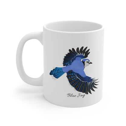 Blue Jay Bird Ceramic Mug Birdwatcher White