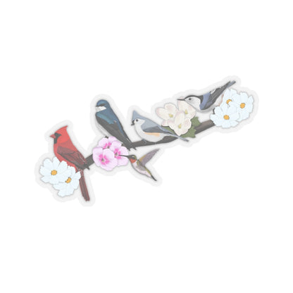 Birds on a Branch Cardinal Tree Swallow Hummingbird Tufted TItmouse Nuthatch Bird Kiss-Cut Sticker