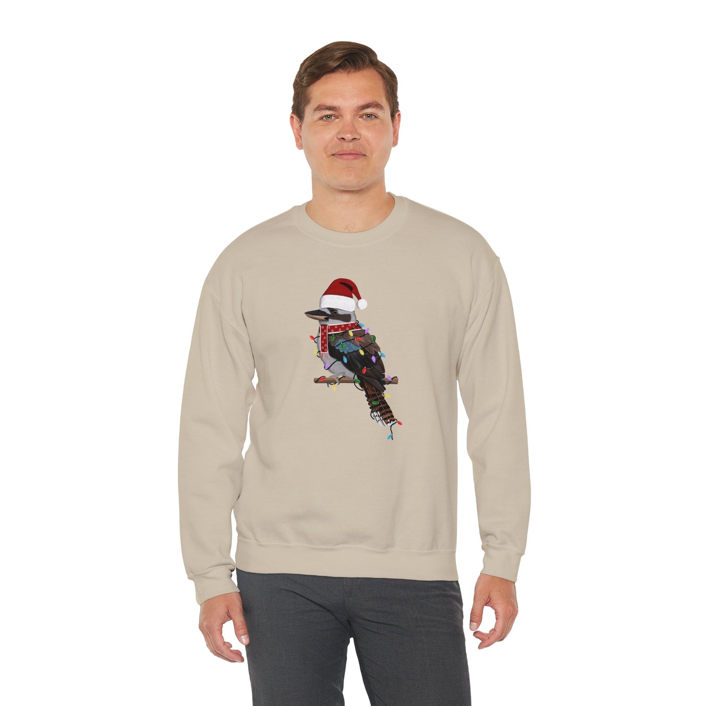 Kookaburra with Fairy Lights Santa Claus Christmas Bird Sweatshirt