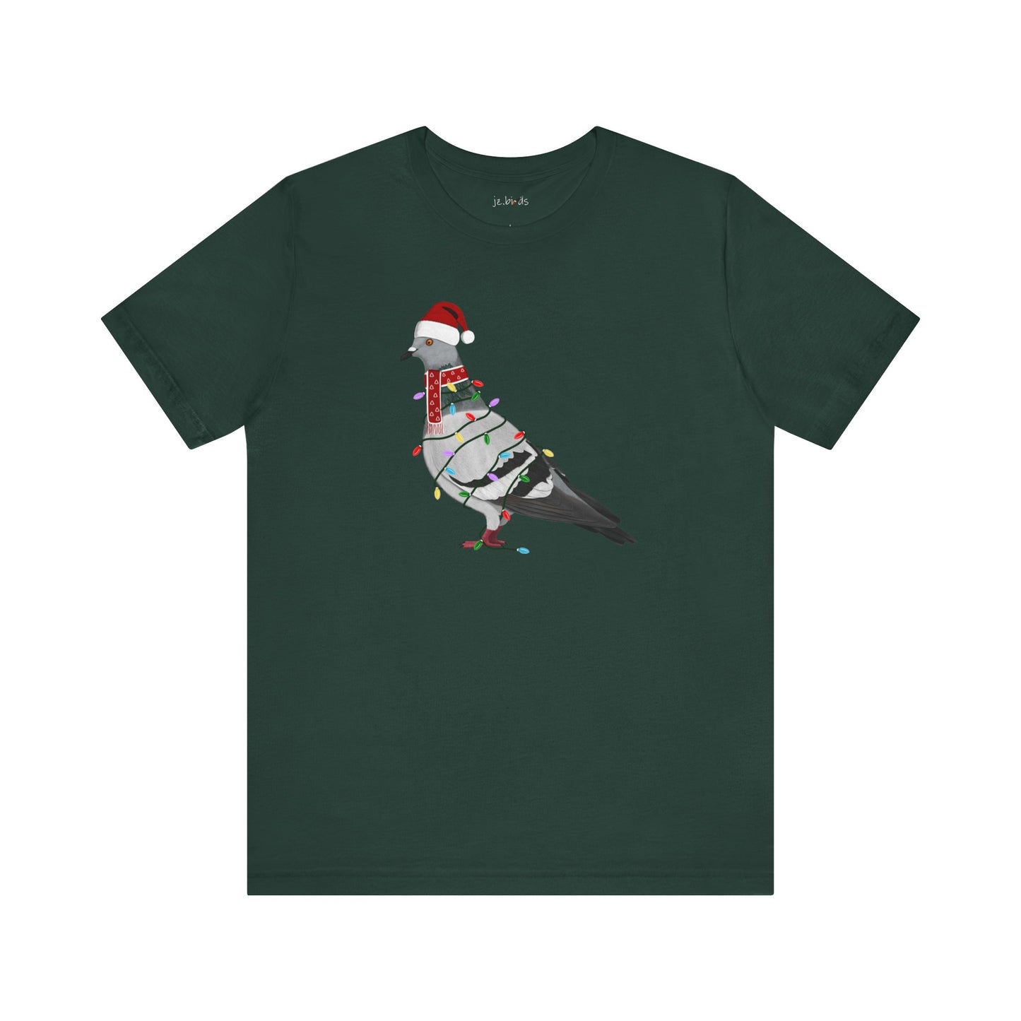 Pigeon with Fairy Lights Christmas Bird T-Shirt