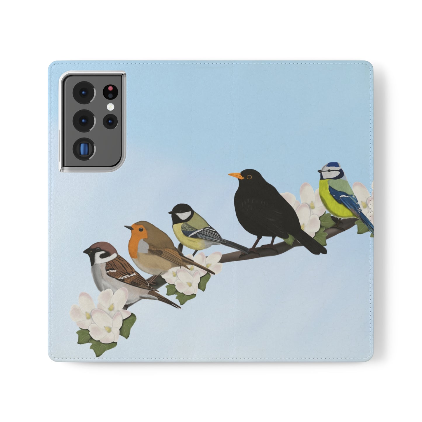 Garden Bird Blackbird Sparrow Chickadee Phone Flip Case