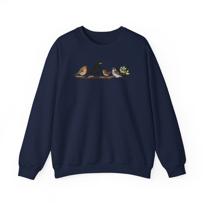 Vögel auf einem Ast Vogel Sweatshirt Amsel Rotkehlchen Kohlmeise Zaunkönig Spatz
