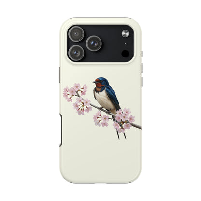 Barn Swallow & Cherry Blossom Tough iPhone Case Creamy White