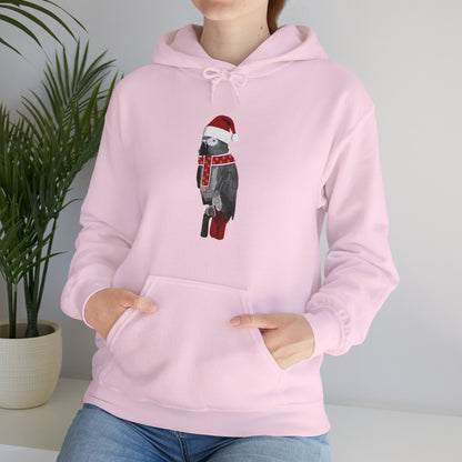 Grey Parrot Christmas Bird with Santa Hat Birdwatcher Birdlover Hoodie