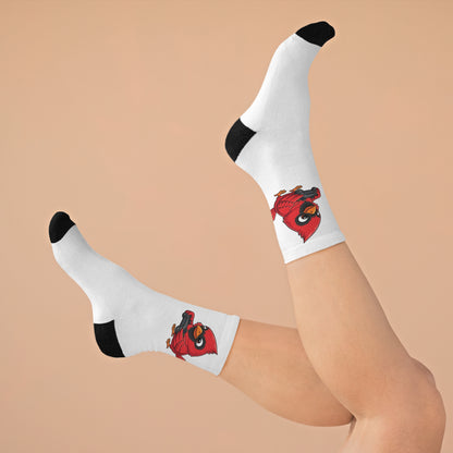 Cardinal with Gaming Controller Video Games Bird Socks White One Size