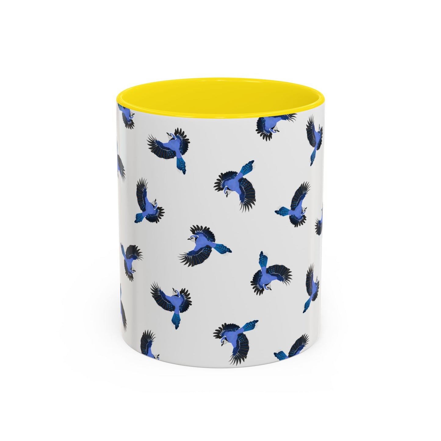 Blue Jay All-Over Pattern Accent Mug | Colorful Bird Lover Gift for Birdwatchers