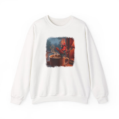 Cozy Rainy Day Coffee Sweatshirt – Vintage Cardinal with Guitar Graphic
