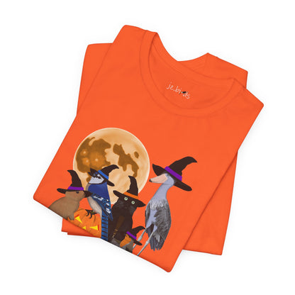 Blue Jay Robin Shoebill with Cat and Bunny Halloween Bird T-Shirt