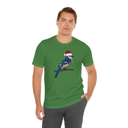 Blue Jay with Fairy Lights Christmas Bird T-Shirt