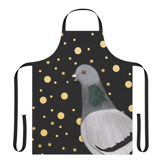 Pigeon Golden Dots Birdlover Bird Art Apron Black