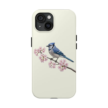 Blue Jay & Cherry Blossom Tough iPhone Case Creamy White