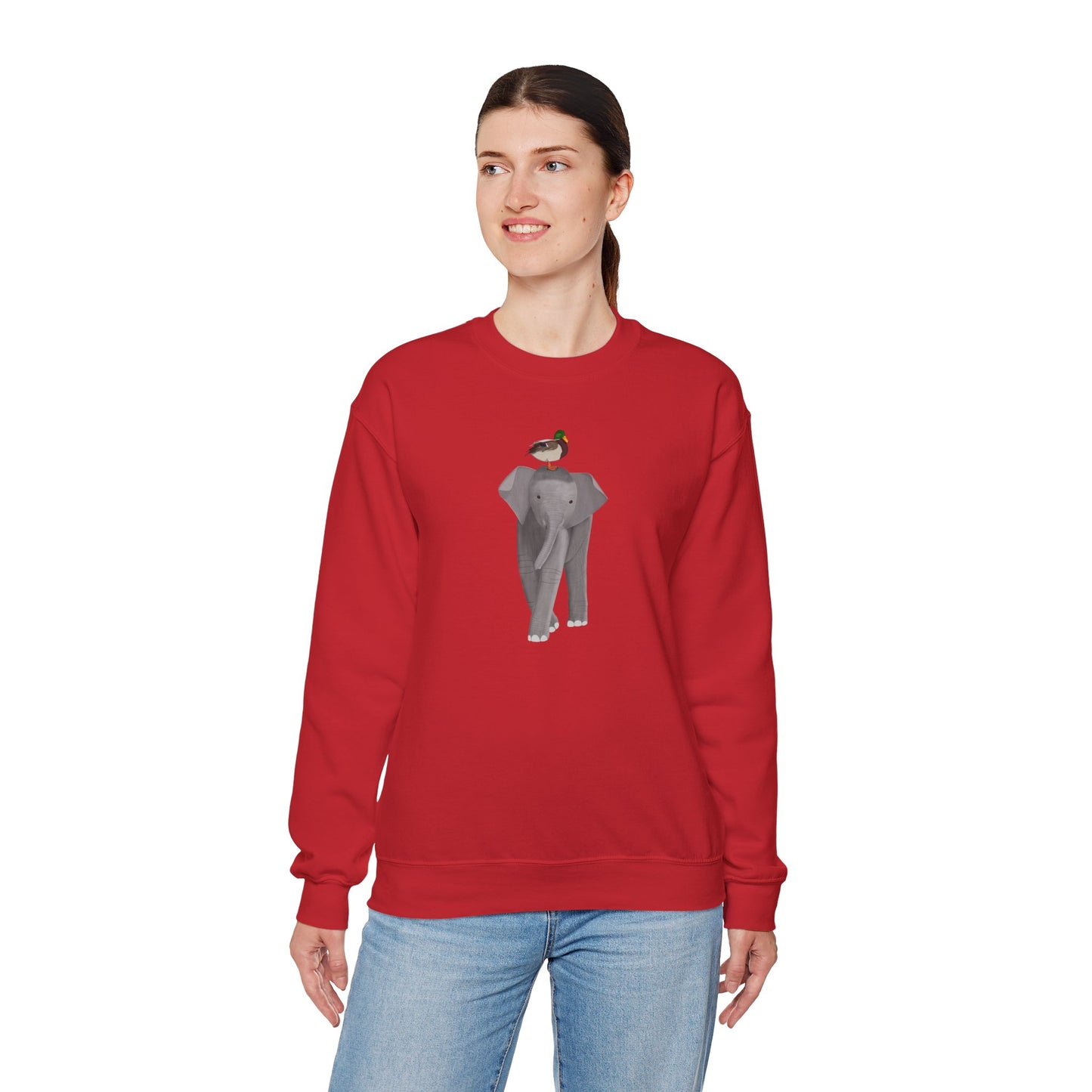 Elephant with Mallard Bird Birding & Birdwatching Sweatshirt