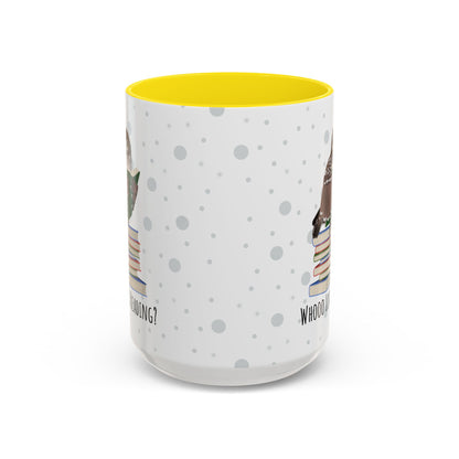 Whooo Loves Reading Owl Teacher Mug – Two-Tone Librarian & Book Lover Cup