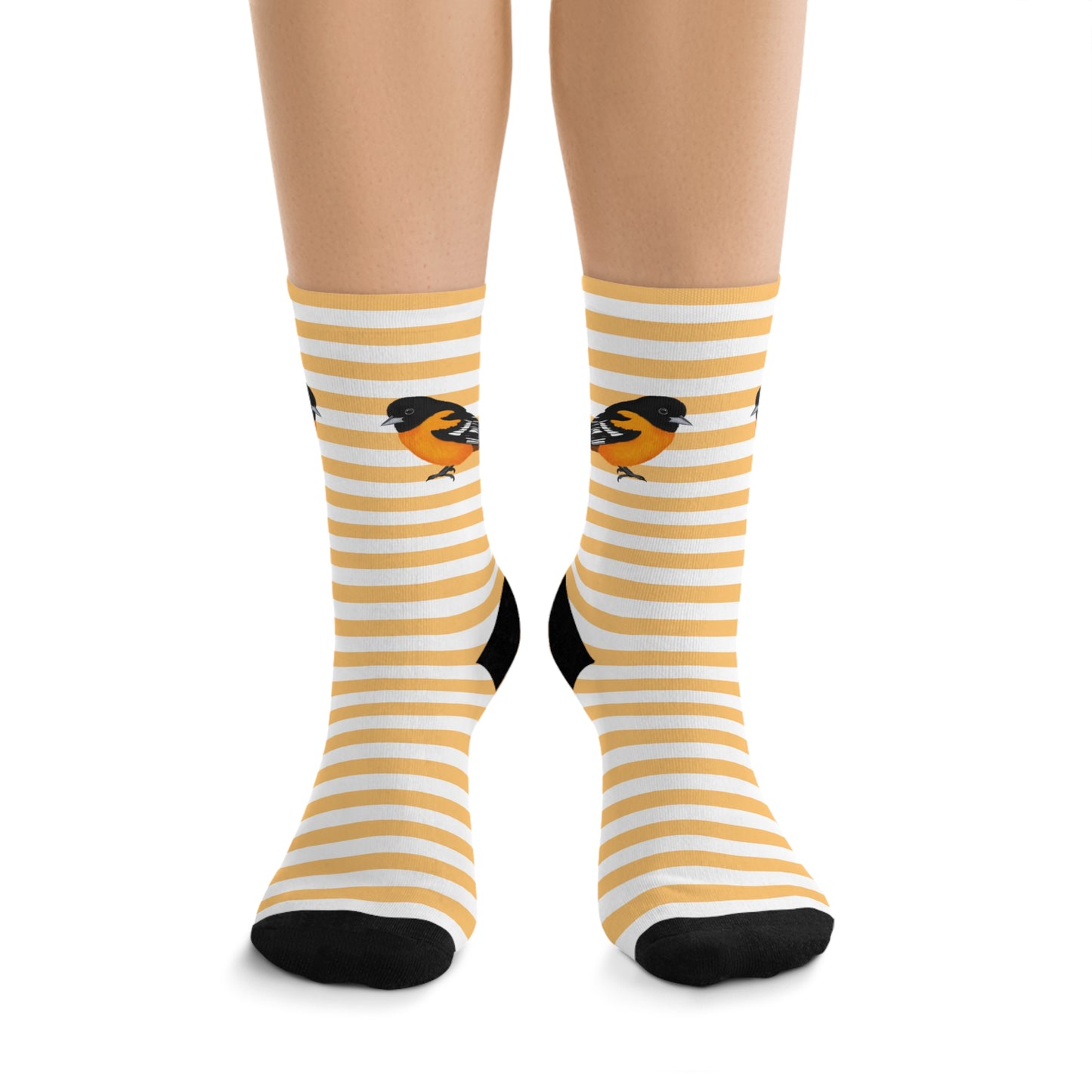 Baltimore Oriole Stripes Blue White Birding & Birdwatching Bird Socks