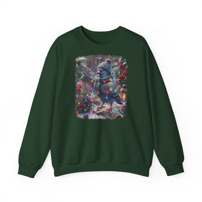 Premium Sweatshirt Taube und die Lichterkette im winterlichen Garten für Vogelfreunde