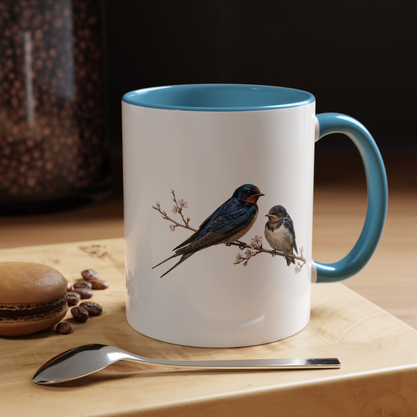 Barn Swallow & Fledgling Two-Tone Mug | Spring Bird Lover Gift