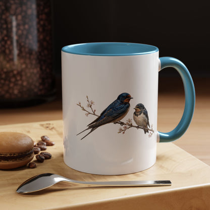 Barn Swallow & Fledgling Two-Tone Mug | Spring Bird Lover Gift