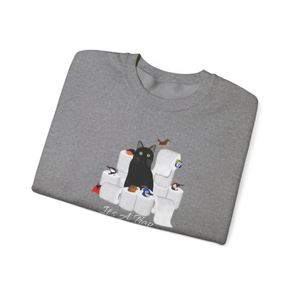 Black Cat with Birds and Toilet Paper Cat Lover Sweatshirt