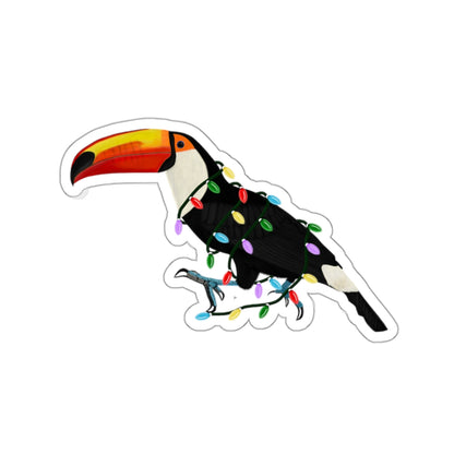 Toucan with Fairy Lights and Santa Claus Hat Christmas Bird Sticker