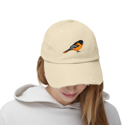 Baltimore Oriole Bird Art Distressed Cap