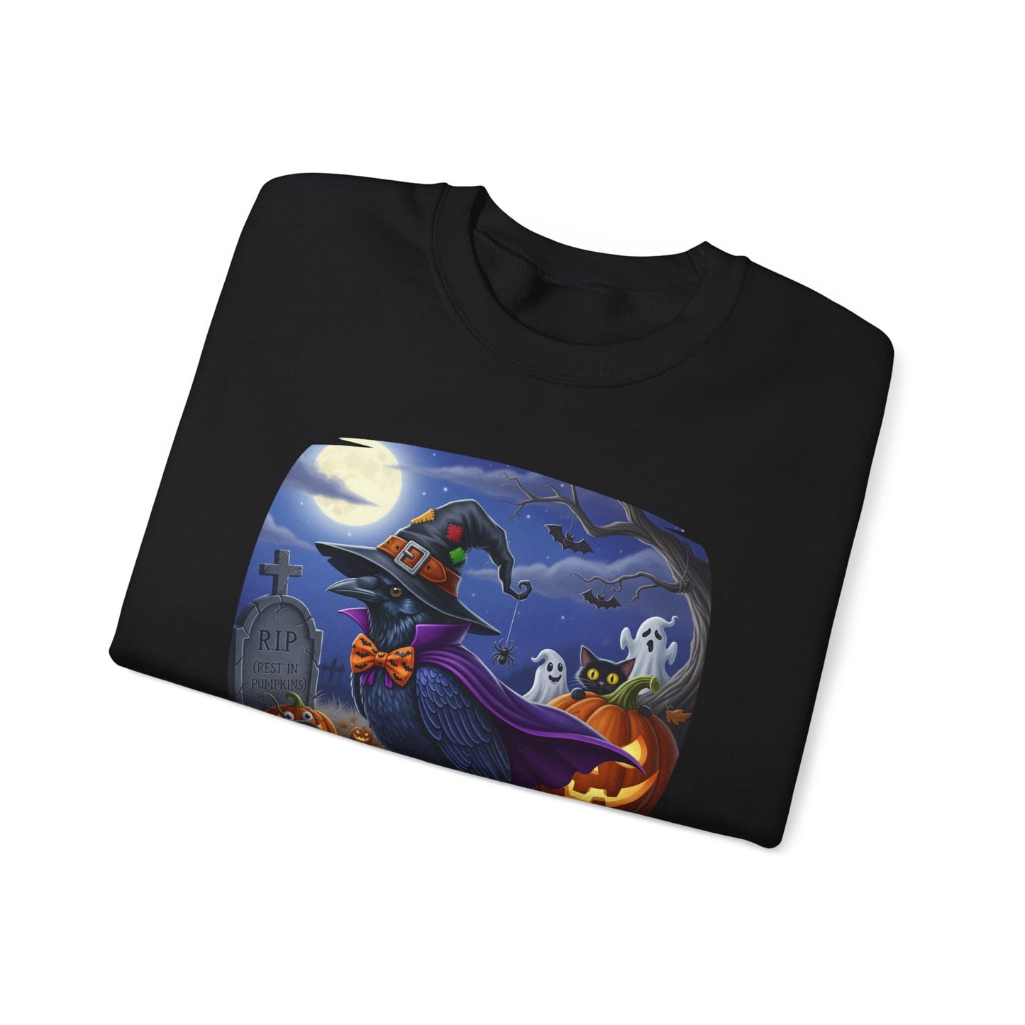 Black Raven Halloween Bird Sweatshirt - Spooky Halloween Costume for Bird Lovers