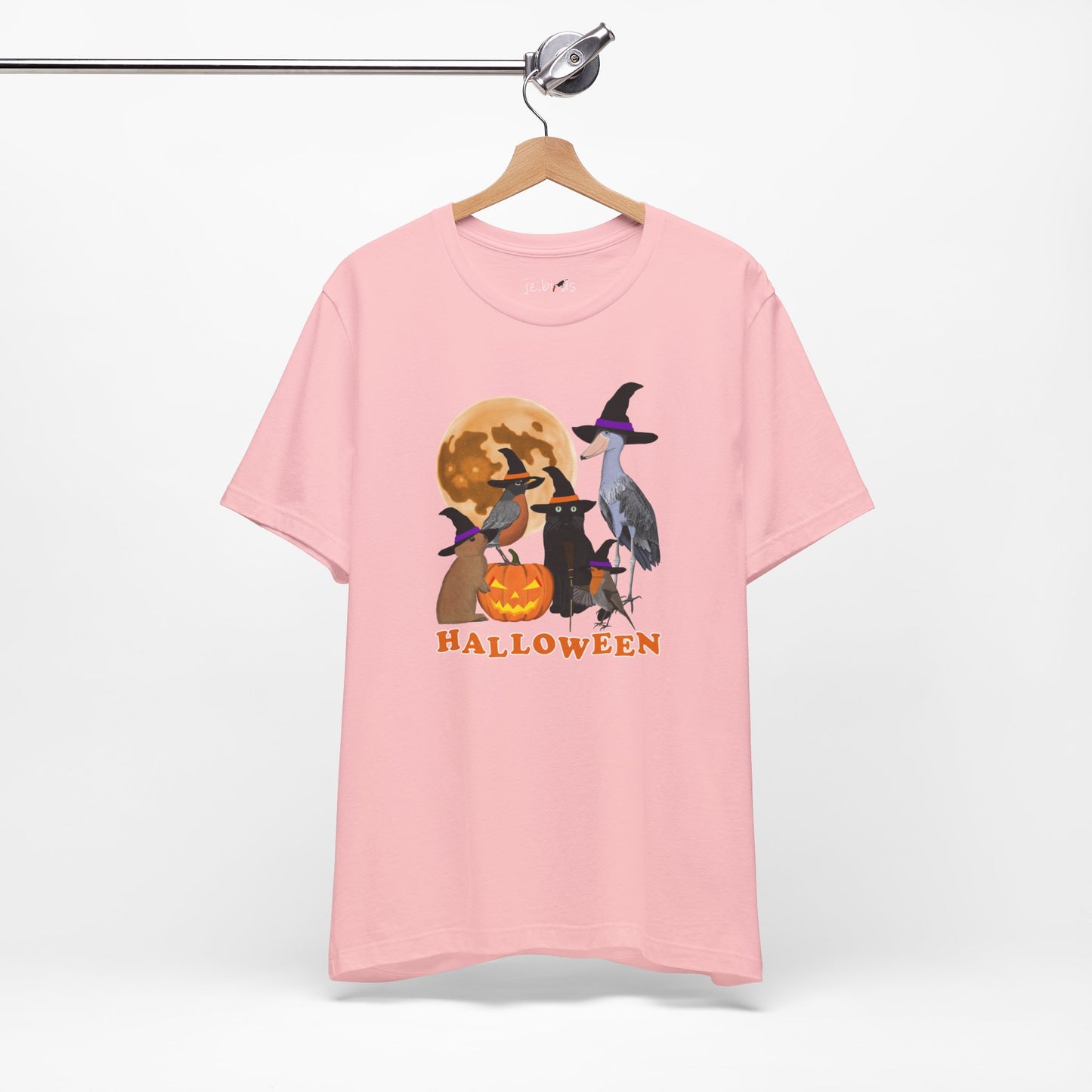 Robin Shoebill with Cat and Bunny Halloween Bird T-Shirt