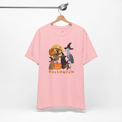 Robin Shoebill with Cat and Bunny Halloween Bird T-Shirt